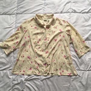 Cream and Pink Floral Covington Blouse Size 24